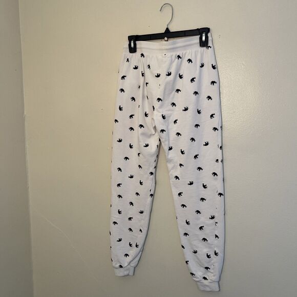 Ivory Ella Women's Organic Cotton Relaxed Elephant Sweatpants, White/Black- S - Picture 7 of 8